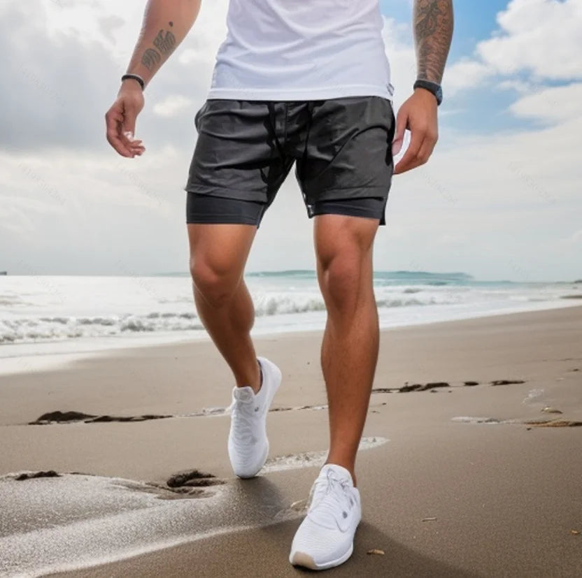 Men’s 2 IN 1 Sport Running Casual Breathable Shorts