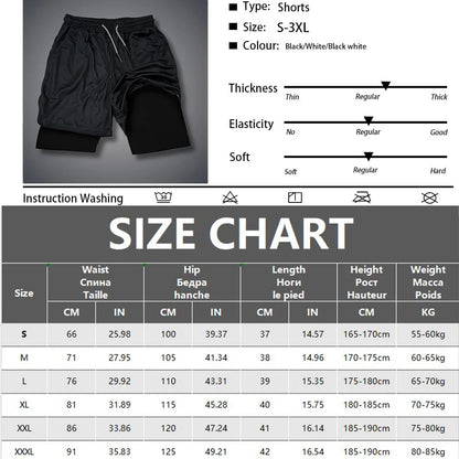 Mens 2 in 1 performance workout shorts compression liner, and sweat proof.