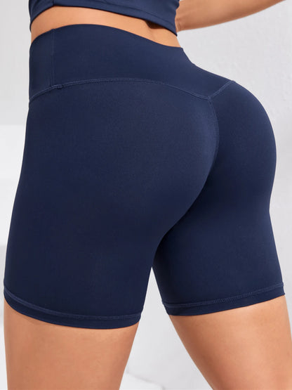 High-waisted women’s yoga shorts seamless, stretchy, squat proof, and sweat wicking fabric.