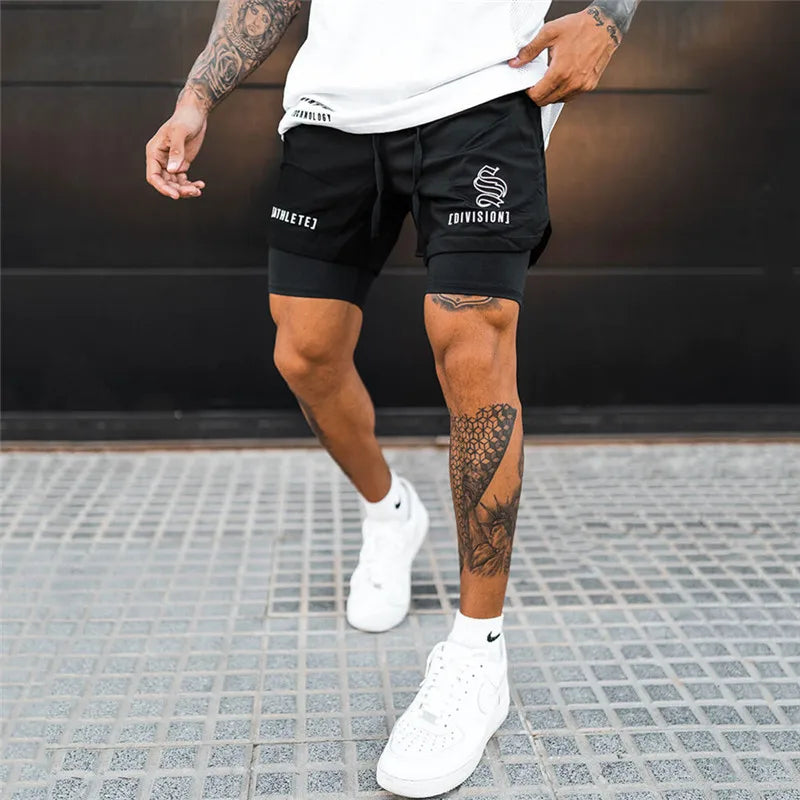 Men’s 2 IN 1 Sport Running Casual Breathable Shorts