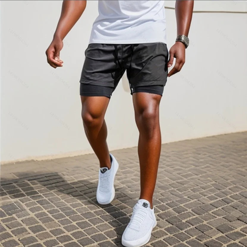 Men’s 2 IN 1 Sport Running Casual Breathable Shorts