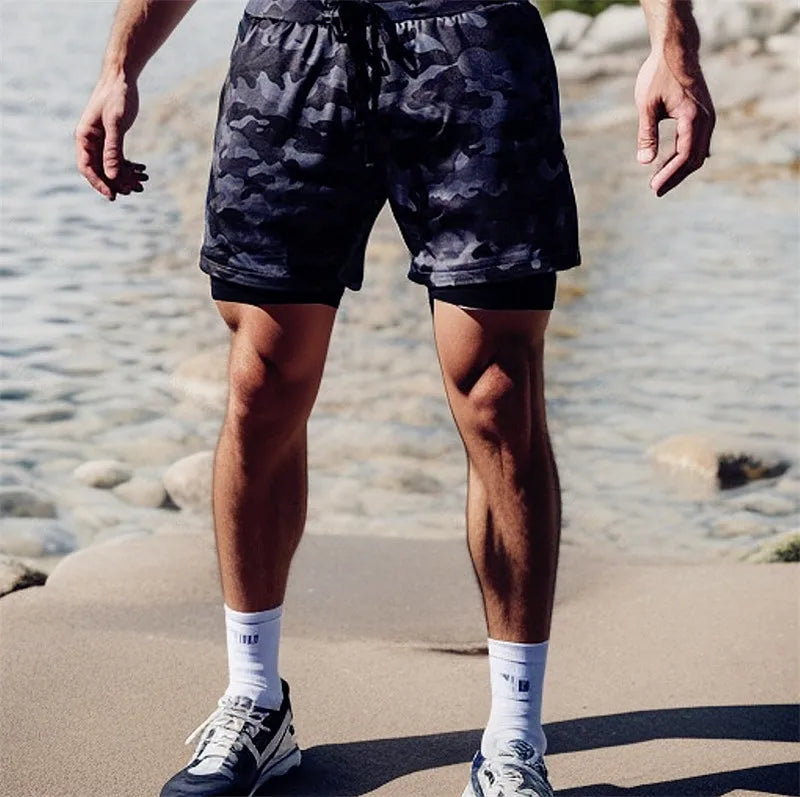 Men’s 2 IN 1 Sport Running Casual Breathable Shorts