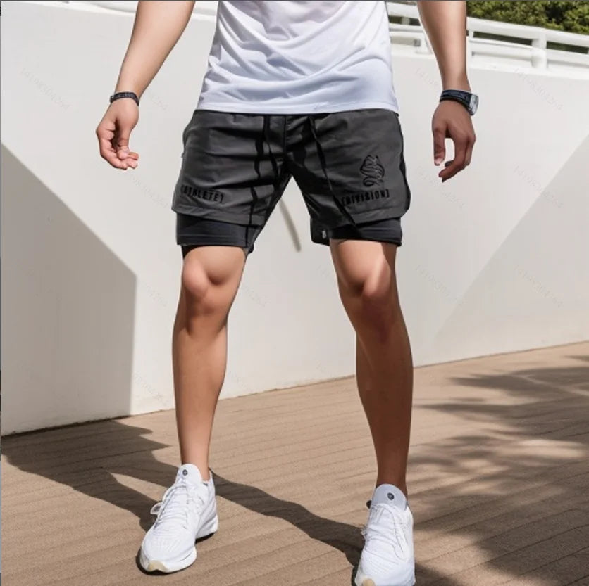 Men’s 2 IN 1 Sport Running Casual Breathable Shorts