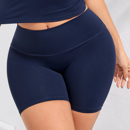 High-waisted women’s yoga shorts seamless, stretchy, squat proof, and sweat wicking fabric.