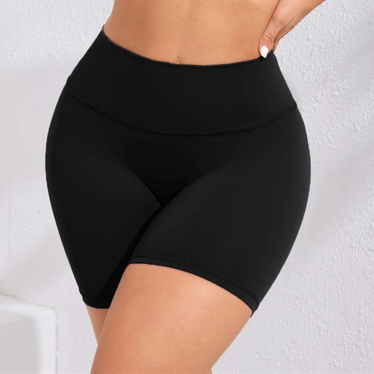 High-waisted women’s yoga shorts seamless, stretchy, squat proof, and sweat wicking fabric.