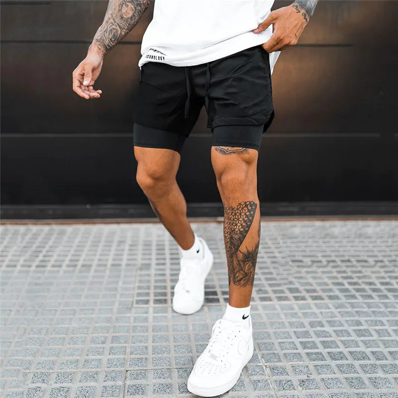 Men’s 2 IN 1 Sport Running Casual Breathable Shorts