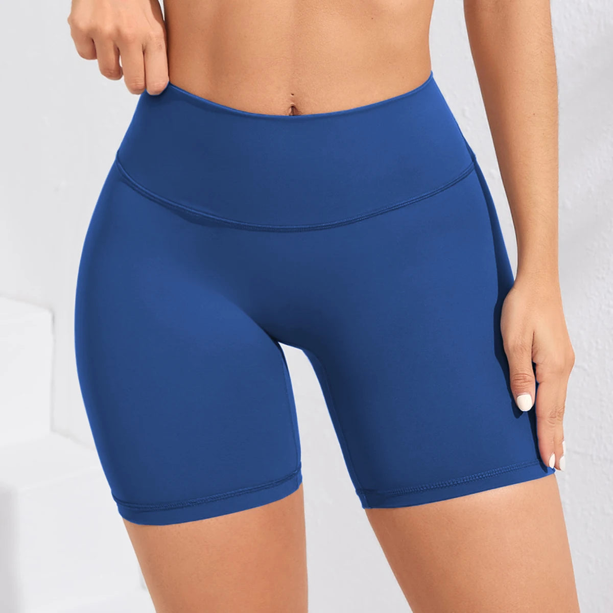 High-waisted women’s yoga shorts seamless, stretchy, squat proof, and sweat wicking fabric.