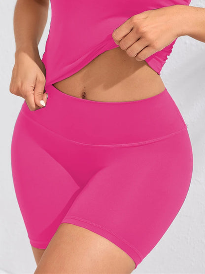 High-waisted women’s yoga shorts seamless, stretchy, squat proof, and sweat wicking fabric.